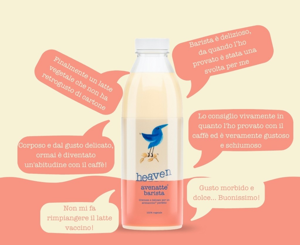 I clienti che assaggiano heaven barista, la bevanda vegana a base di avena senza zuccheri aggiunti, sono entusiasti e adorano barista!